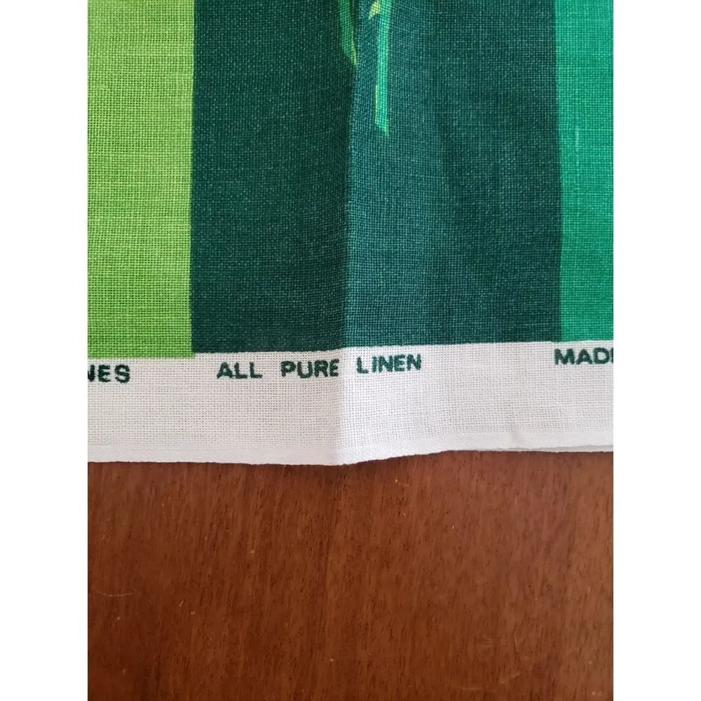 Vtg Ulster Linen Tea Towel‎ Regency Roses Made In Ireland Leslie Jones Red Green